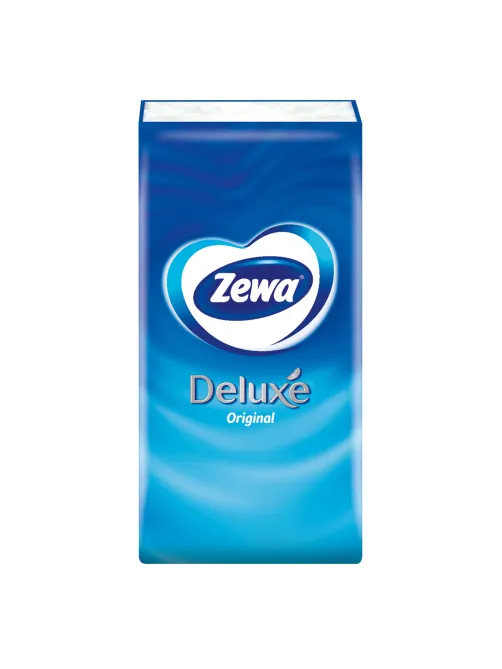 Платочки бумажные носовые ZEWA Deluxe 3-слойные, СПАЙКА 10 пачек по 10 шт., 21х21 см, 51174