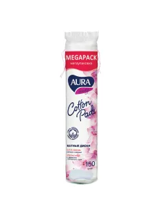 Ватные диски КОМПЛЕКТ 150 шт., AURA, двусторонние, 7185