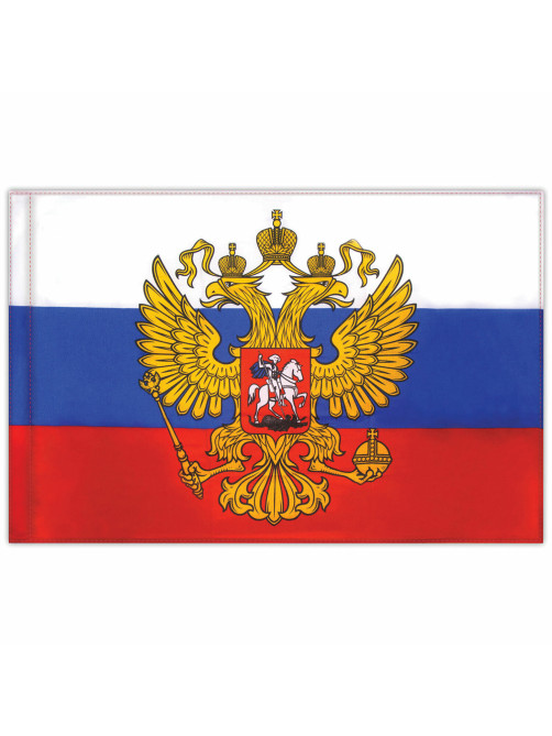 Флаг России 90х135 см с гербом, ПОВЫШЕННАЯ прочность и влагозащита, флажная сетка, STAFF, 550228