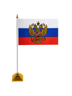 Флаг России настольный 14х21 см, с гербом РФ, BRAUBERG/STAFF, 550183, RU20