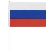 Флаг России ручной 20х30 см, без герба, с флагштоком, BRAUBERG/STAFF, 550181, RU13