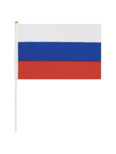 Флаг России ручной 20х30 см, без герба, с флагштоком, BRAUBERG/STAFF, 550181, RU13