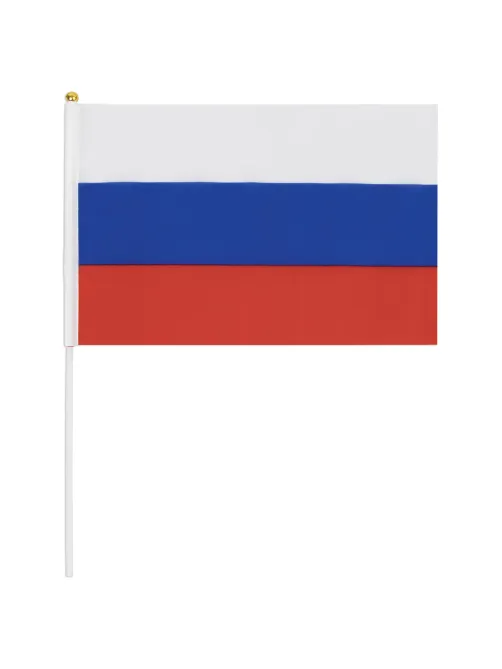Флаг России ручной 20х30 см, без герба, с флагштоком, BRAUBERG/STAFF, 550181, RU13