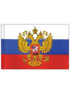 Флаг России 90х135 см с гербом, ПРОЧНЫЙ с влагозащитной пропиткой, полиэфирный шелк, STAFF, 550226
