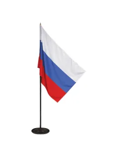 Флаг России, 90х135 см, напольный с флагштоком, высота 2,25 м, оцинкованная сталь с полимерным покрытием