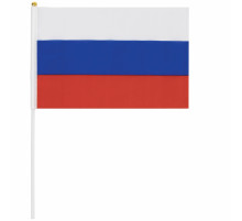 Флаг России ручной 30х45 см, без герба, с флагштоком, BRAUBERG/STAFF, 550182, RU14
