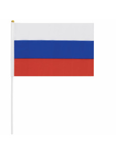 Флаг России ручной 30х45 см, без герба, с флагштоком, BRAUBERG/STAFF, 550182, RU14