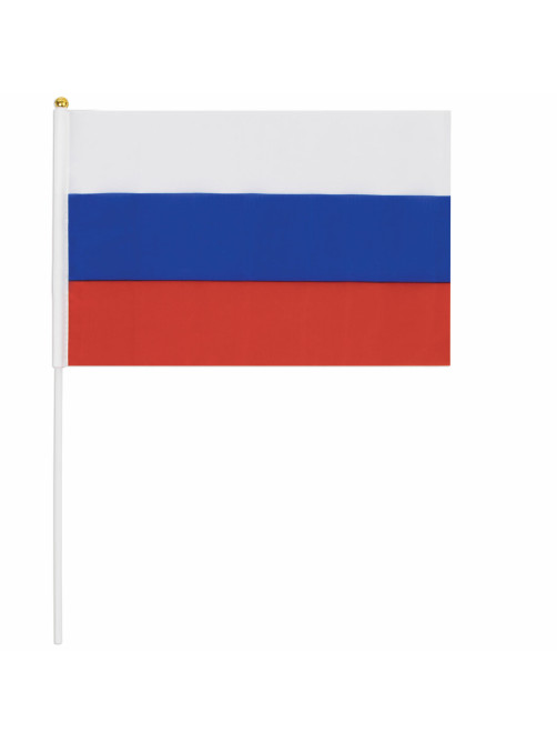 Флаг России ручной 30х45 см, без герба, с флагштоком, BRAUBERG/STAFF, 550182, RU14