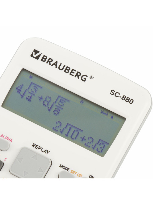 Калькулятор инженерный BRAUBERG SC-880-N, 417 функций, 10+2 разрядов, батарея, БЕЛЫЙ, 250526