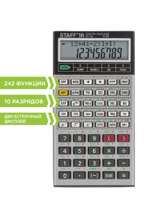 Калькулятор инженерный STAFF STF-169 (143х78 мм), 242 функции, 10+2 разрядов, 250138