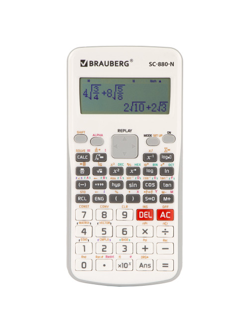 Калькулятор инженерный BRAUBERG SC-880-N, 417 функций, 10+2 разрядов, батарея, БЕЛЫЙ, 250526