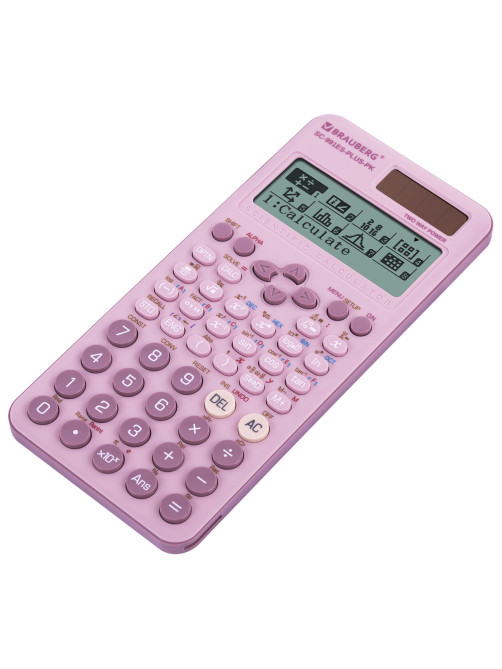 Калькулятор инженерный BRAUBERG SC-991ES-PLUS-PK (164х80 мм), 552 функции, 10+2 разряда, РОЗОВЫЙ, 272654
