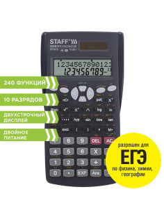 Калькулятор инженерный STAFF STF-810 (161х85 мм), 240 функций, 10+2 разрядов, двойное питание, 250280