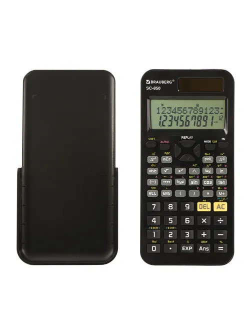 Калькулятор инженерный BRAUBERG SC-850 (163х82 мм), 240 функций, 10+2 разрядов, двойное питание, ЧЕРНЫЙ, 250525
