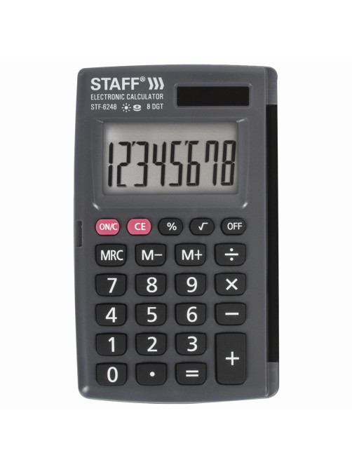 Калькулятор карманный STAFF STF-6248 (104х63 мм), 8 разрядов, двойное питание, 250284