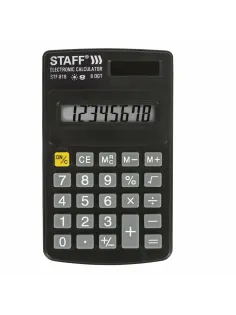 Калькулятор карманный STAFF STF-818 (102х62 мм), 8 разрядов, двойное питание, 250142