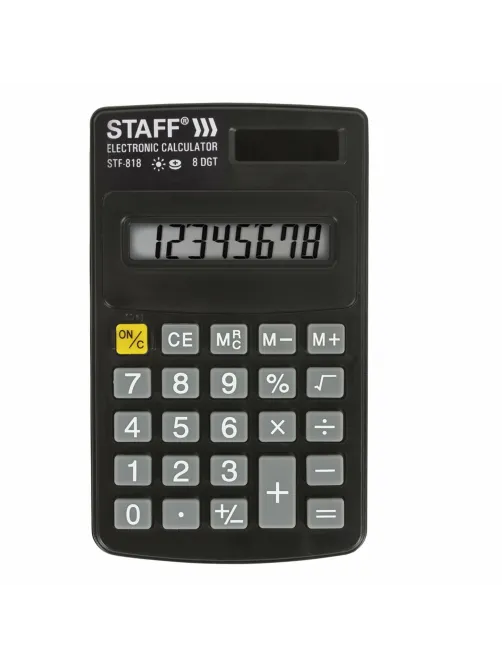 Калькулятор карманный STAFF STF-818 (102х62 мм), 8 разрядов, двойное питание, 250142