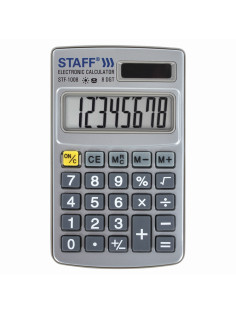 Калькулятор карманный металлический STAFF STF-1008 (103х62 мм), 8 разрядов, двойное питание, 250115