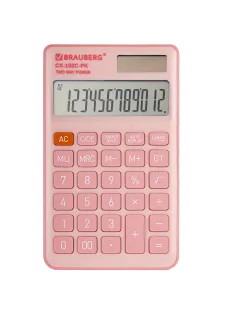 Калькулятор карманный BRAUBERG CX-102C-PK (76x126 мм), 12 разрядов, двойное питание, РОЗОВЫЙ, 272650