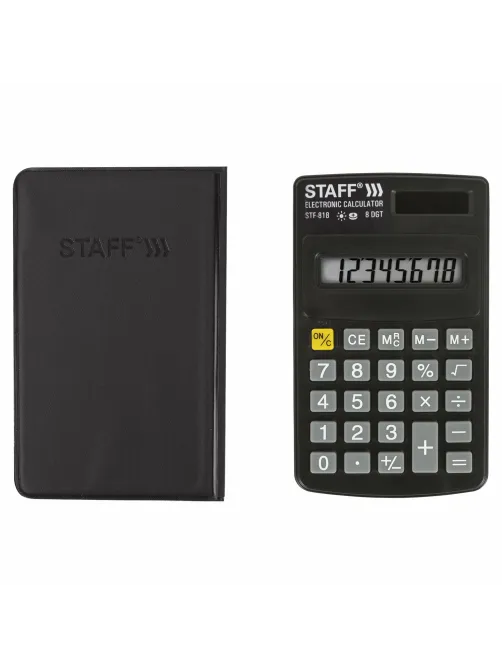 Калькулятор карманный STAFF STF-818 (102х62 мм), 8 разрядов, двойное питание, 250142