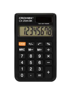Калькулятор карманный CROMEX (КРОМЕКС) CX-210N-BK (96х62 мм), 8 разрядов, двойное питание, черный, 273834