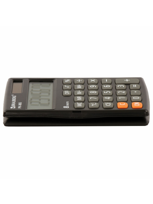 Калькулятор карманный BRAUBERG PK-865-BK (120x75 мм), 8 разрядов, двойное питание, ЧЕРНЫЙ, 250524
