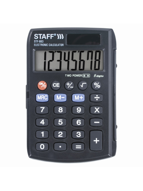 Калькулятор карманный STAFF STF-883 (95х62 мм), 8 разрядов, двойное питание, 250196