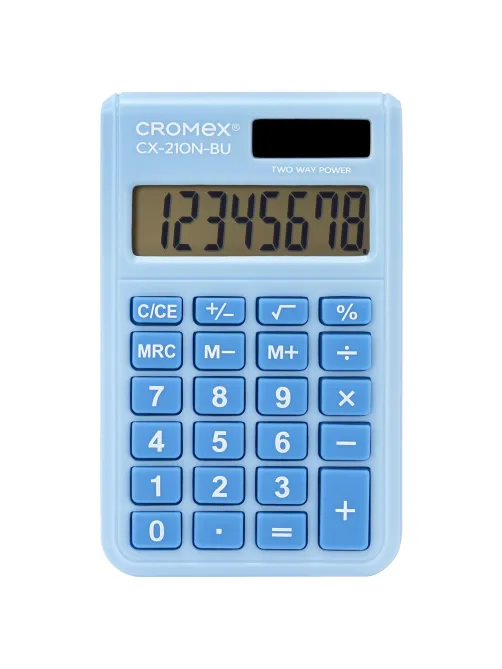 Калькулятор карманный CROMEX (КРОМЕКС) CX-210N-BU (96х62 мм), 8 разрядов, двойное питание, голубой, 273835
