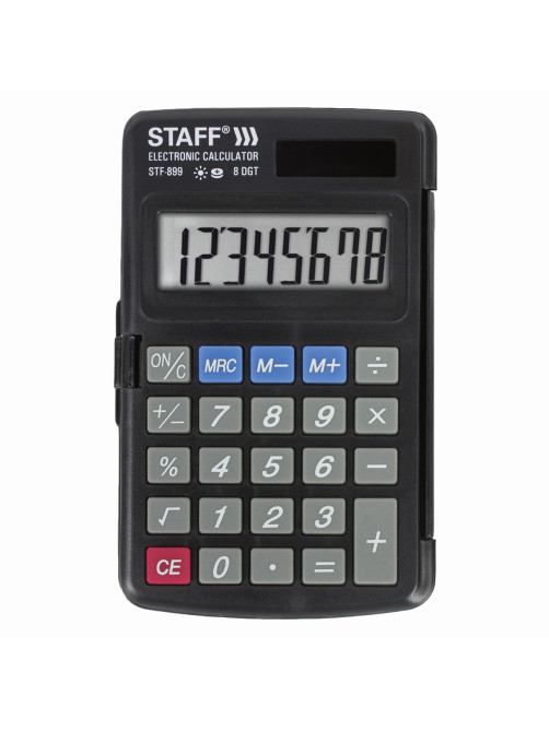 Калькулятор карманный STAFF STF-899 (117х74 мм), 8 разрядов, двойное питание, 250144