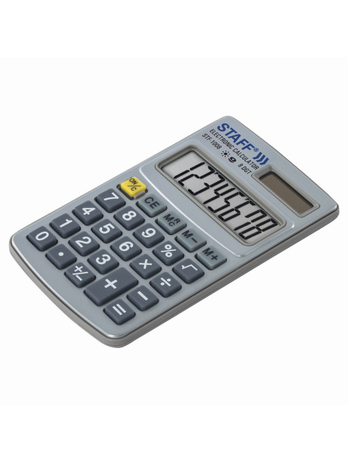 Калькулятор карманный металлический STAFF STF-1008 (103х62 мм), 8 разрядов, двойное питание, 250115