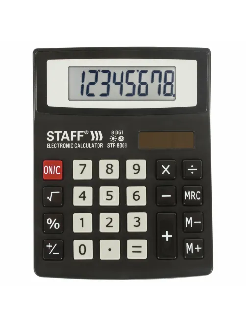 Калькулятор настольный STAFF STF-8008, КОМПАКТНЫЙ (113х87 мм), 8 разрядов, двойное питание, 250147