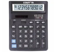 Калькулятор настольный STAFF STF-777, 12 разрядов, двойное питание, 210x165 мм, ЧЕРНЫЙ