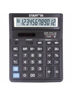 Калькулятор настольный STAFF STF-777, 12 разрядов, двойное питание, 210x165 мм, ЧЕРНЫЙ