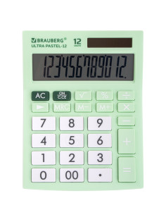 Калькулятор настольный BRAUBERG ULTRA PASTEL-12-LG (192x143 мм), 12 разрядов, двойное питание, МЯТНЫЙ, 250504