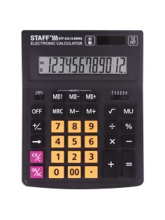 Калькулятор настольный STAFF PLUS STF-333-BKRG (200x154 мм) 12 разрядов, ЧЕРНО-ОРАНЖЕВЫЙ, 250460