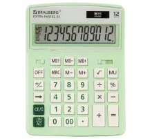 Калькулятор настольный BRAUBERG EXTRA PASTEL-12-LG (206x155 мм), 12 разрядов, двойное питание, МЯТНЫЙ, 250488