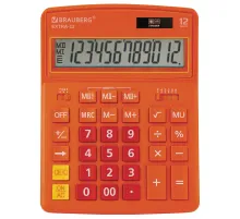 Калькулятор настольный BRAUBERG EXTRA-12-RG (206x155 мм), 12 разрядов, двойное питание, ОРАНЖЕВЫЙ, 250485