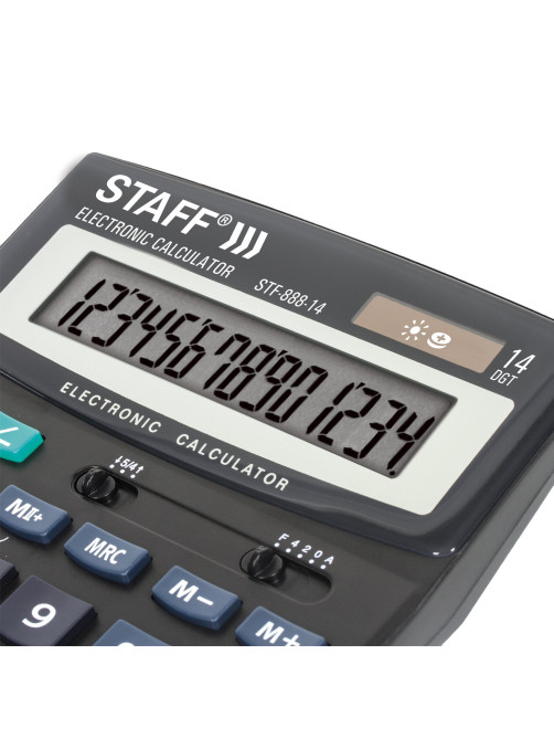 Калькулятор настольный STAFF STF-888-14 (200х150 мм), 14 разрядов, двойное питание, 250182