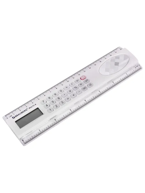 Калькулятор с линейкой 20 см, BRAUBERG MULTI-8 (53x210 мм), 8 разрядов, 250540