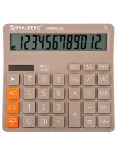 Калькулятор настольный BRAUBERG DIGITAL-12-BG (151х152 мм), 12 разрядов, двойное питание, БЕЖЕВЫЙ, 272970