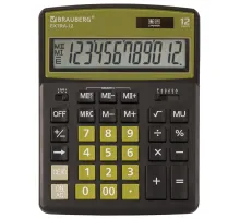 Калькулятор настольный BRAUBERG EXTRA-12-BKOL (206x155 мм), 12 разрядов, двойное питание, ЧЕРНО-ОЛИВКОВЫЙ, 250471