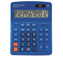 Калькулятор настольный BRAUBERG EXTRA-12-BU (206x155 мм), 12 разрядов, двойное питание, СИНИЙ, 250482