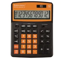 Калькулятор настольный BRAUBERG EXTRA COLOR-12-BKRG (206x155 мм), 12 разрядов, двойное питание, ЧЕРНО-ОРАНЖЕВЫЙ, 250478