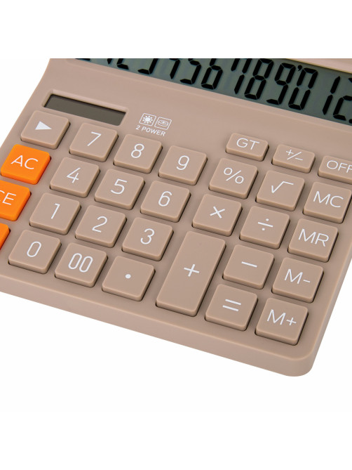 Калькулятор настольный BRAUBERG DIGITAL-12-BG (151х152 мм), 12 разрядов, двойное питание, БЕЖЕВЫЙ, 272970