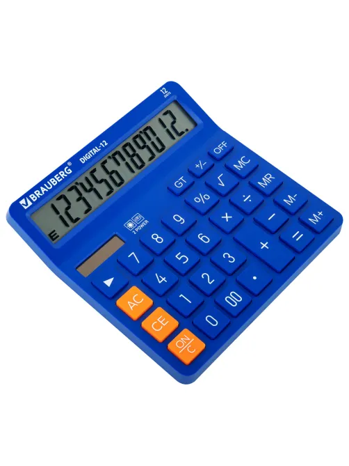 Калькулятор настольный BRAUBERG DIGITAL-12-BL (151х152 мм), 12 разрядов, двойное питание, СИНИЙ, 272969