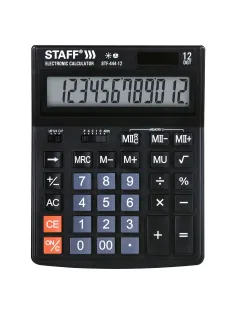 Калькулятор настольный STAFF STF-444-12 (199x153 мм), 12 разрядов, двойное питание, 250303