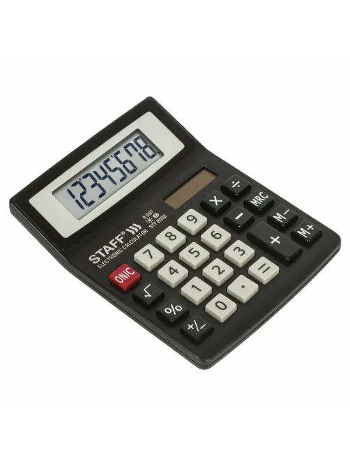 Калькулятор настольный STAFF STF-8008, КОМПАКТНЫЙ (113х87 мм), 8 разрядов, двойное питание, 250147