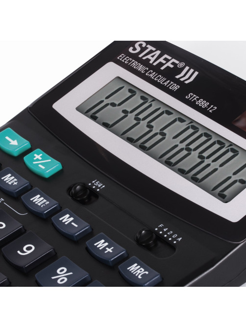 Калькулятор настольный STAFF STF-888-12 (200х150 мм), 12 разрядов, двойное питание, 250149