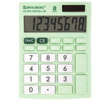 Калькулятор настольный BRAUBERG ULTRA PASTEL-08-LG, КОМПАКТНЫЙ (154x115 мм), 8 разрядов, двойное питание, МЯТНЫЙ, 250515