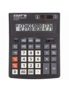 Калькулятор настольный STAFF PLUS STF-333 (200x154 мм), 14 разрядов, двойное питание, 250416